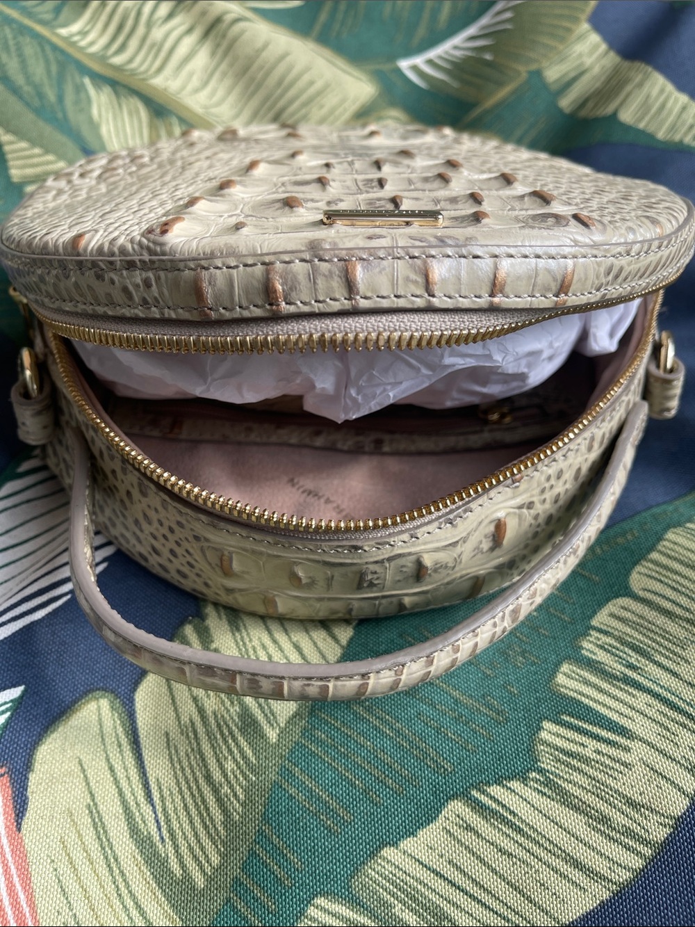 Brahmin Cream Croc-Embossed Round Top-Handle Mini Bag - Picture 14 of 14